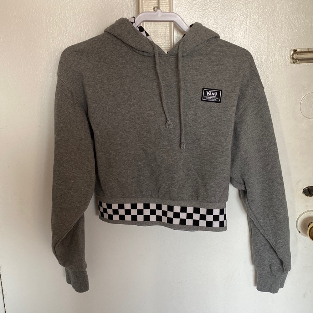 Gray Checkered Vans Crop Hoodie